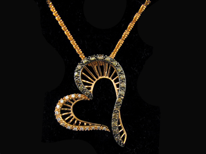 14KT R/GOLD, RD 0.15CTW, BLK DIA 0.42CTW, 5.8 G