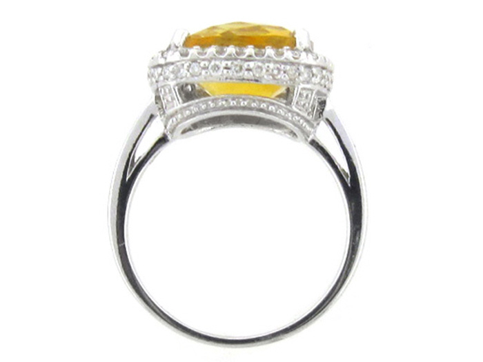 14KT W/GOLD,  RD 0.50CTW, CTR -  CUS CITRINE 6.25CT