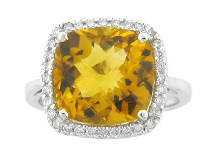 14KT W/GOLD,  RD 0.50CTW, CTR -  CUS CITRINE 6.25CT