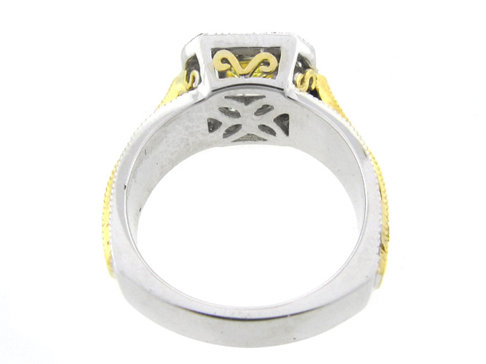 14KT TWO-TONE GOLD, RD 0.74CTW, CTR - RAD FY 0.62CT