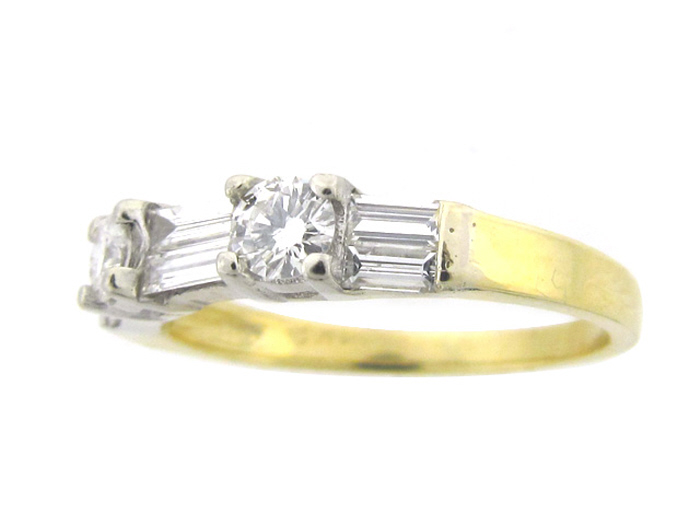 14KT TWO-TONE GOLD,  RD 0.30CTW,  BAG 0.35CTW