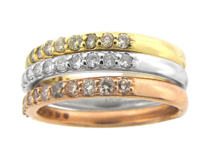 14KT R/W/Y GOLD,  RD 0.79CTW