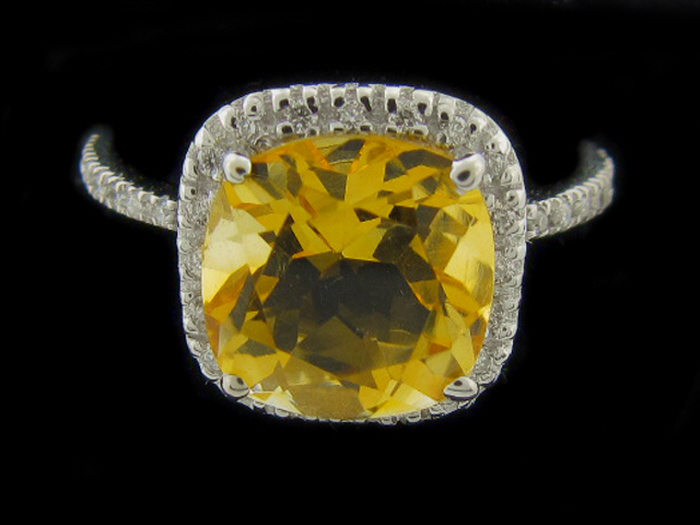 14K W/GOLD,  RD 0.20CTW, CTR - CU CITRINE 2.78CT