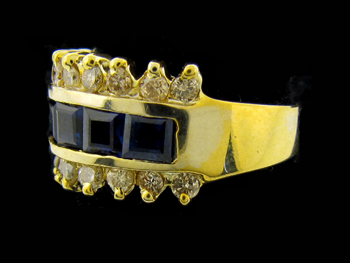 14K Y/GOLD, RD 0.35CTW, PR SAP 1.20CT