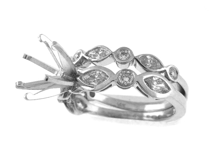 14KT W/GOLD 2-PIECE SET, MQ 0.76CTW, RD 0.18CTW