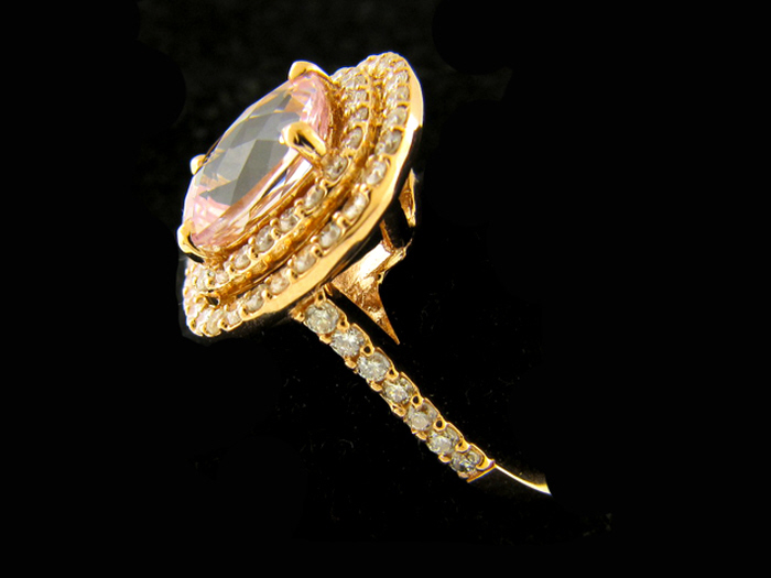 14KT R/GOLD, RD 0.83CTW, CTR CU 2.50CT MORGANITE