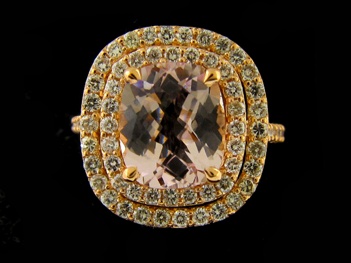 14KT R/GOLD, RD 0.83CTW, CTR CU 2.50CT MORGANITE