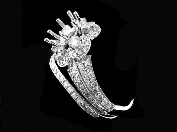 14KT W/GOLD 2-PIECE SET, RD 1.08CTW