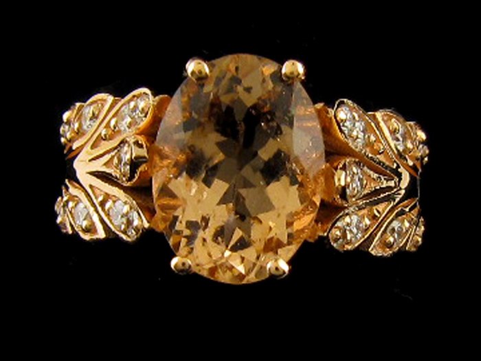 14KT R/GOLD, RD 0.28CTW, CTR - OV 2.70CT MORGANITE