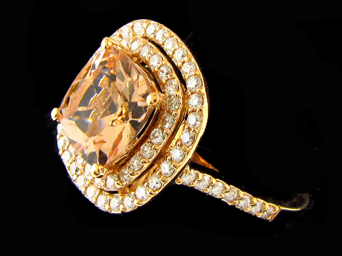 14KT ROSE GOLD, RD 0.76CTW, CTR - CU 2.07 MORGANITE