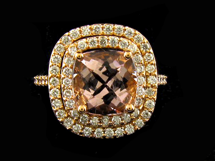 14KT R/GOLD, RD 0.73CTW, CTR -  2.49CT CU MORGANITE