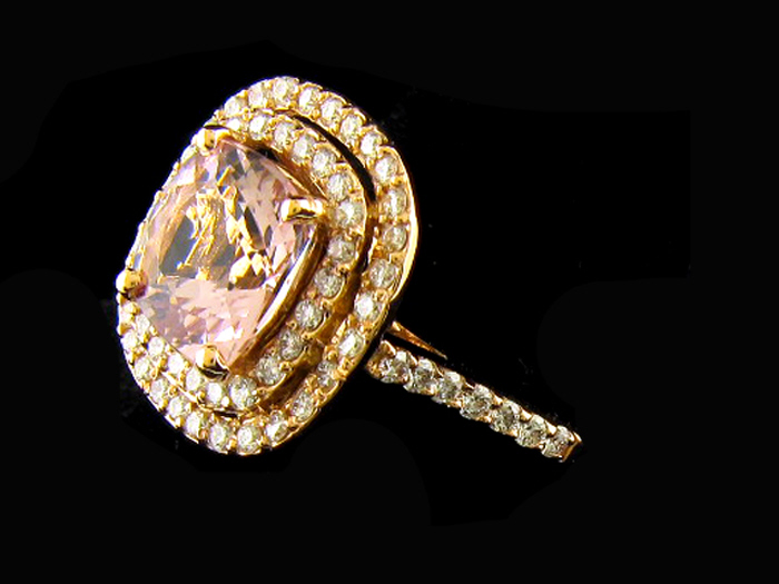 14KT R/GOLD, RD 0.73CTW, CTR -  2.49CT CU MORGANITE