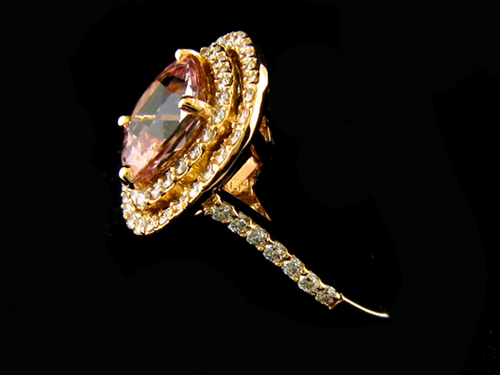 14KT R/GOLD, RD 0.73CTW, CTR -  2.49CT CU MORGANITE