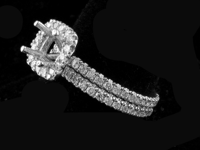 14KT W/GOLD  2-PIECE SET, RD 0.95CTW