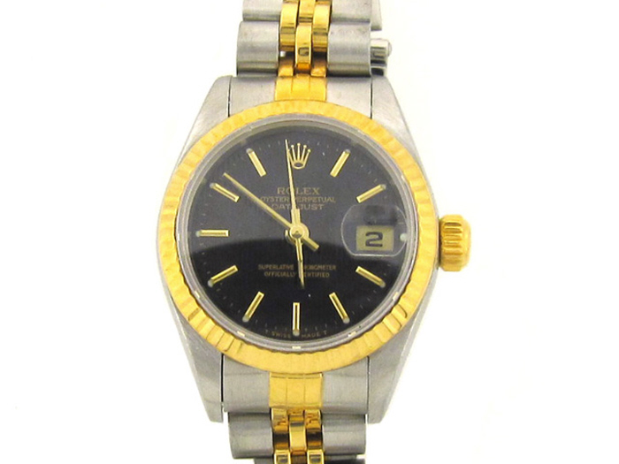 MEN'S DATEJUST 2-TONE ROLEX  with BLACK DIAL