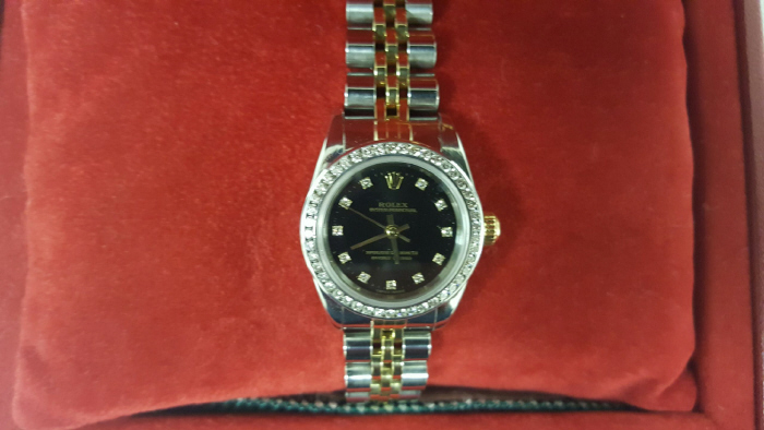 LADY'S ROLEX 2-TONE WITH DIAMOND BEZEL & DIAL