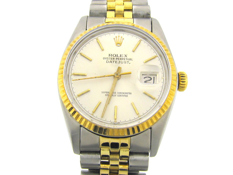 MEN'S 2-TONE DATEJUST ROLEX with WHITE DIAL